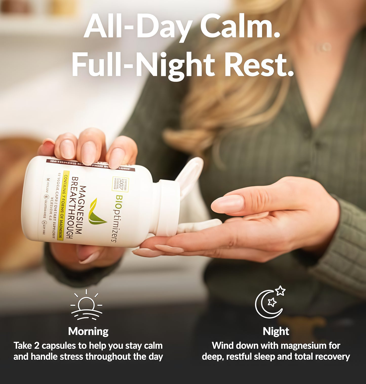 BIOptimizers Magnesium Breakthrough Complex Supplement with 7 Forms of Mg: Glycinate, Malate, Citrate, and More - Natural Support for Sleep and Cognitive Function - 60 Capsules- Calming Vitamins  (2pack)